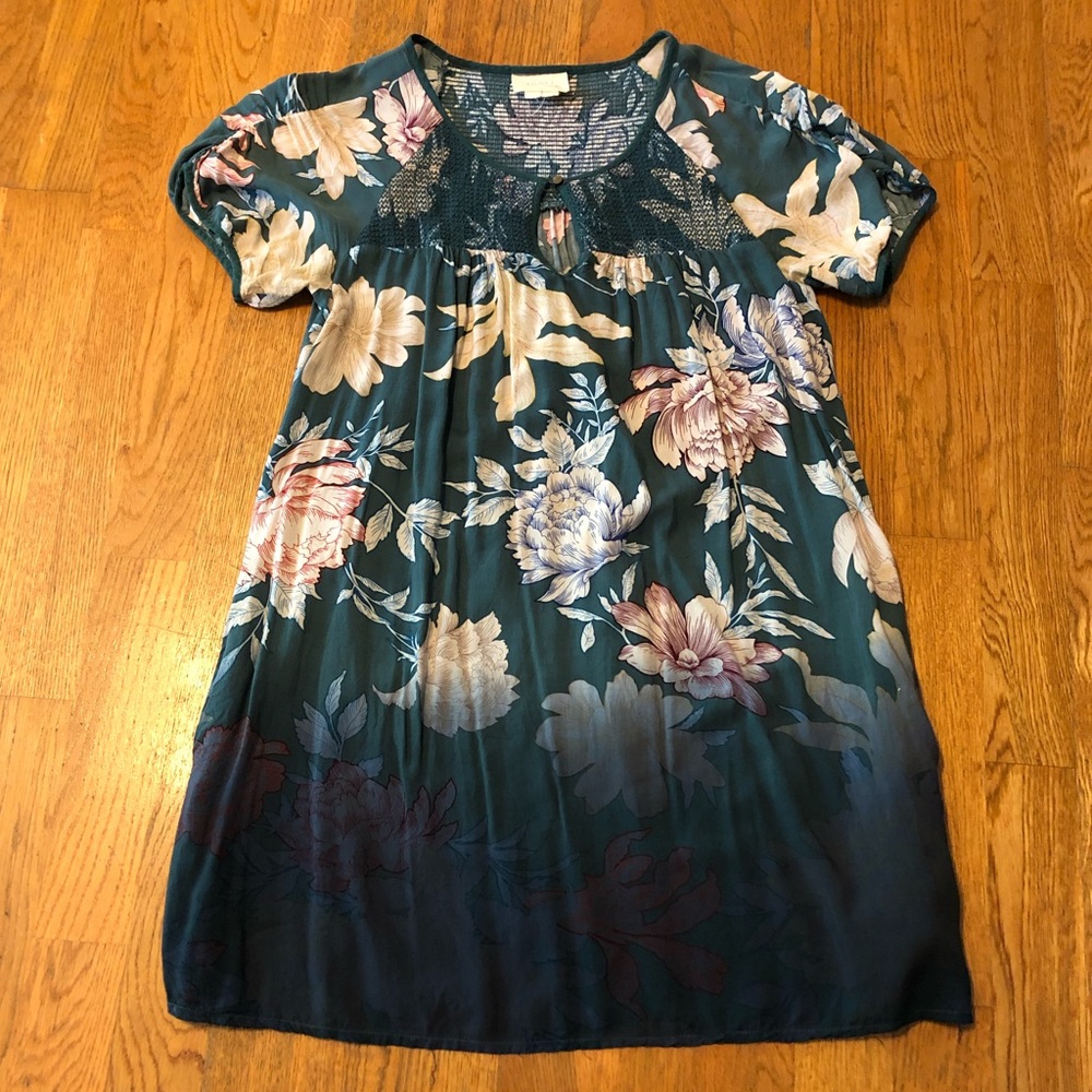 Anthropologie Floral Tunic Blouse XS GUC
